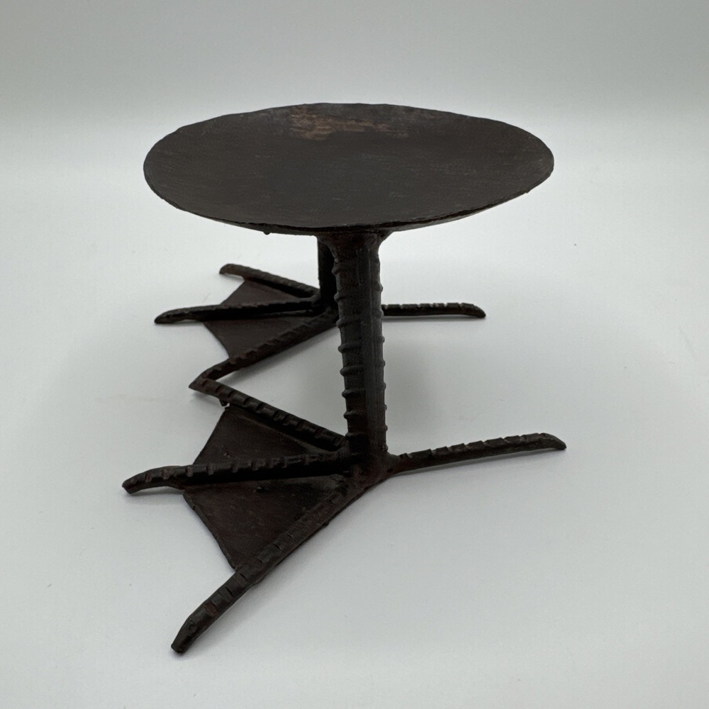 Vintage Handcrafted Welded Steel Bird Foot Candle Holder Rustic Brutalist 7" - Picture 5 of 10